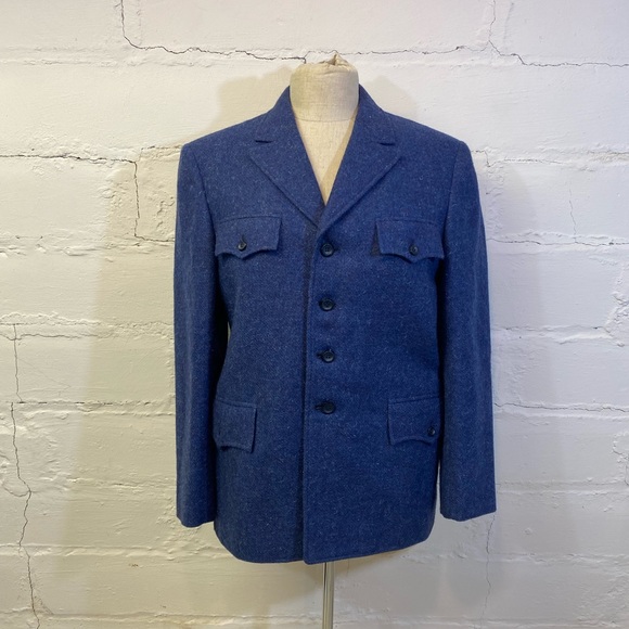Vintage Ali Kong Custom Tailored Military Blazer in Blue Wool 4 Pockets Unisex - Picture 2 of 16